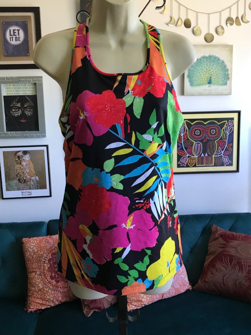 LAUREN Ralph Lauren Performance size M Racerback Tropical Floral Print Tank Top